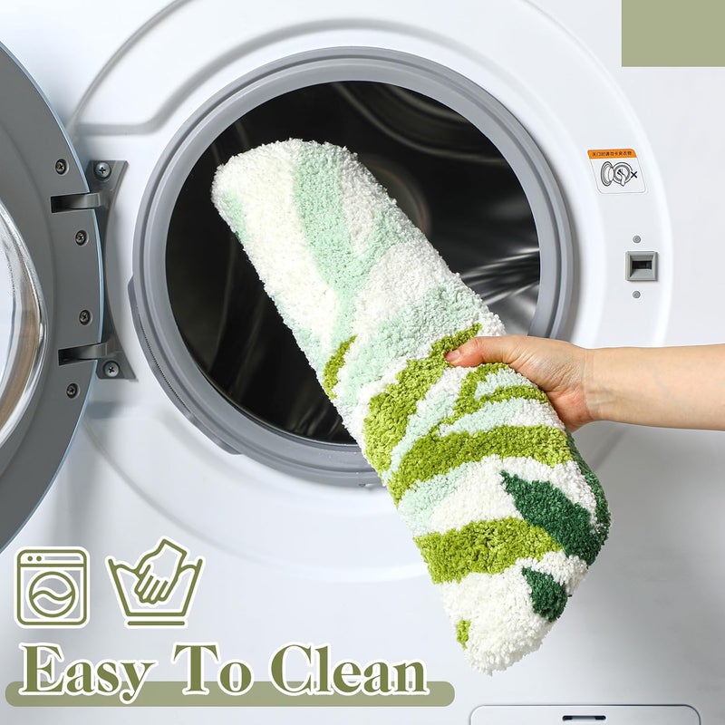 Mindsoft Green Leaves Toilet Seat Covers Bathroom Toilet Lid Cover Soft Microfiber 17.5'' x 15'' Plush Tufted, Machine Washable, Adjustable Rubber Backing Fits Most Round Elongated Oblong Lids - Image 5